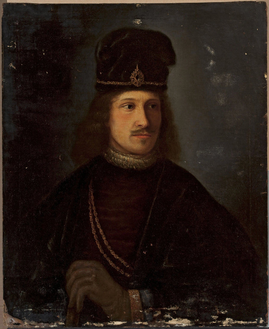 Portrett av en mann med en stor caps - Rembrandt