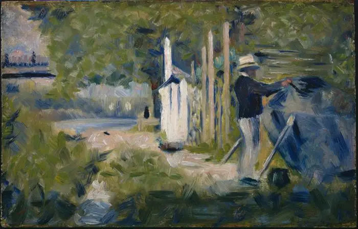 Homme peignant un bateau - Georges Seurat image 1 copie de tableau peinte à la main