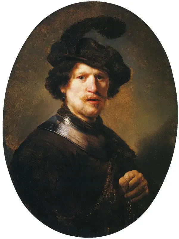 Mann med fjærberet og gorgerin - Rembrandt