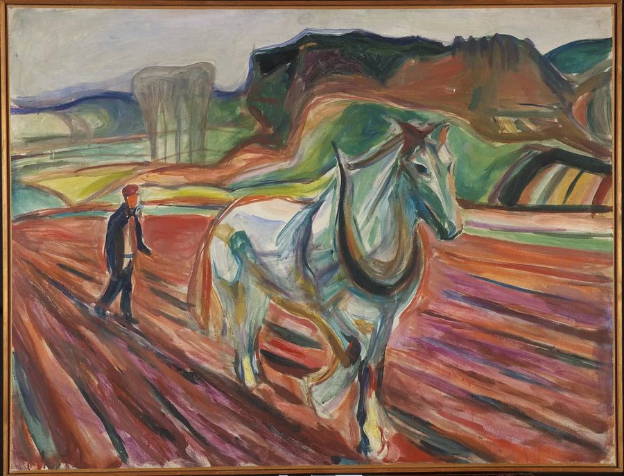 Mann som arbeider med en hvit hest - Edvard Munch