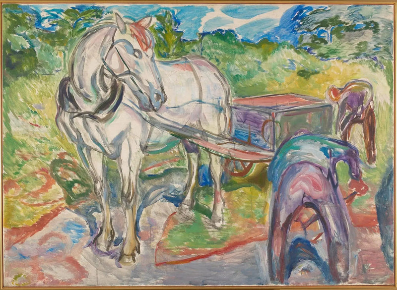 Menn som graver med hest og vogn - Edvard Munch