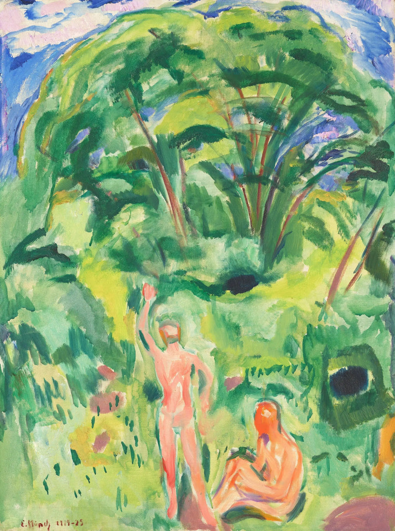 Nøgen menn i skogen - Edvard Munch