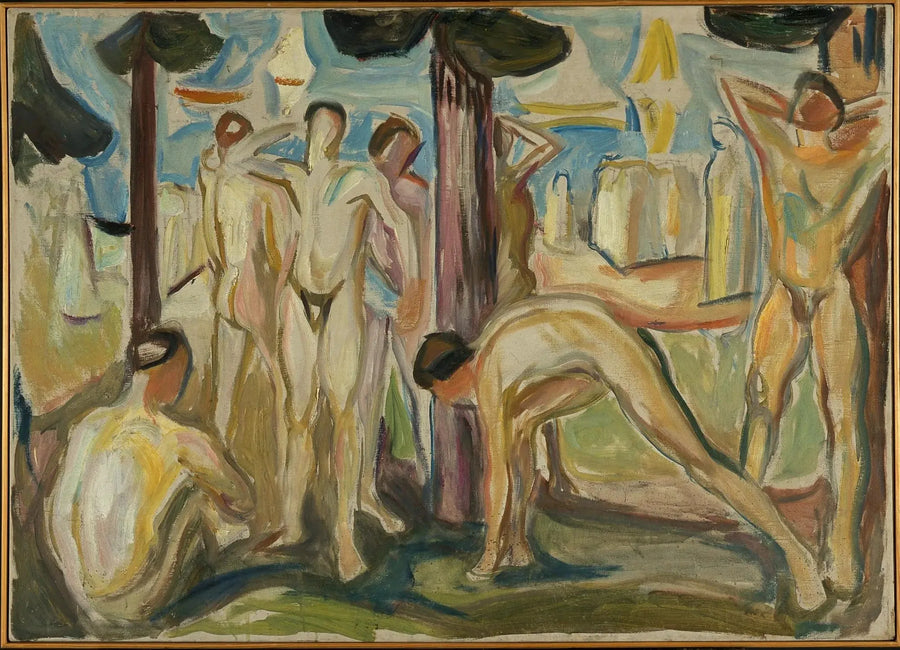 Nøgen mænd i et landskab - Edvard Munch