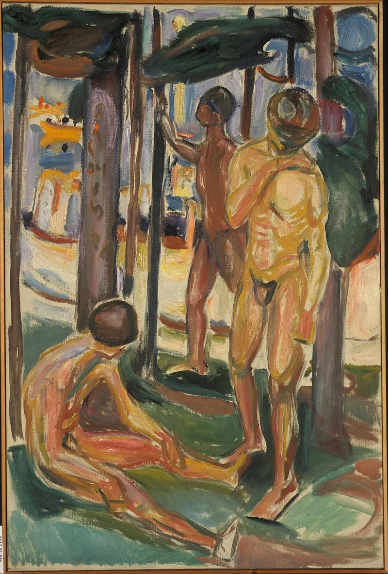 Nøgen mænd i et landskab - Edvard Munch