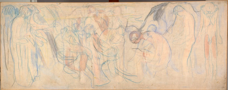 Nøgen mænd i et landskab - Edvard Munch