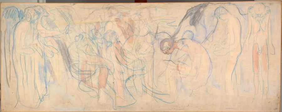 Nøgen mænd i et landskab - Edvard Munch