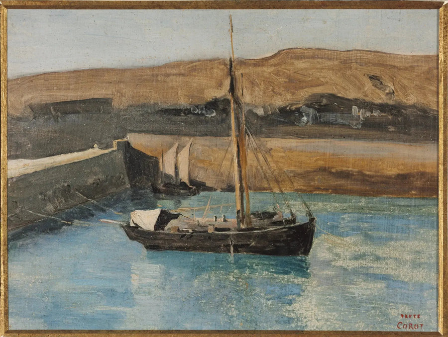 Honfleur, en flytende basseng - Jean-Baptiste Camille Corot