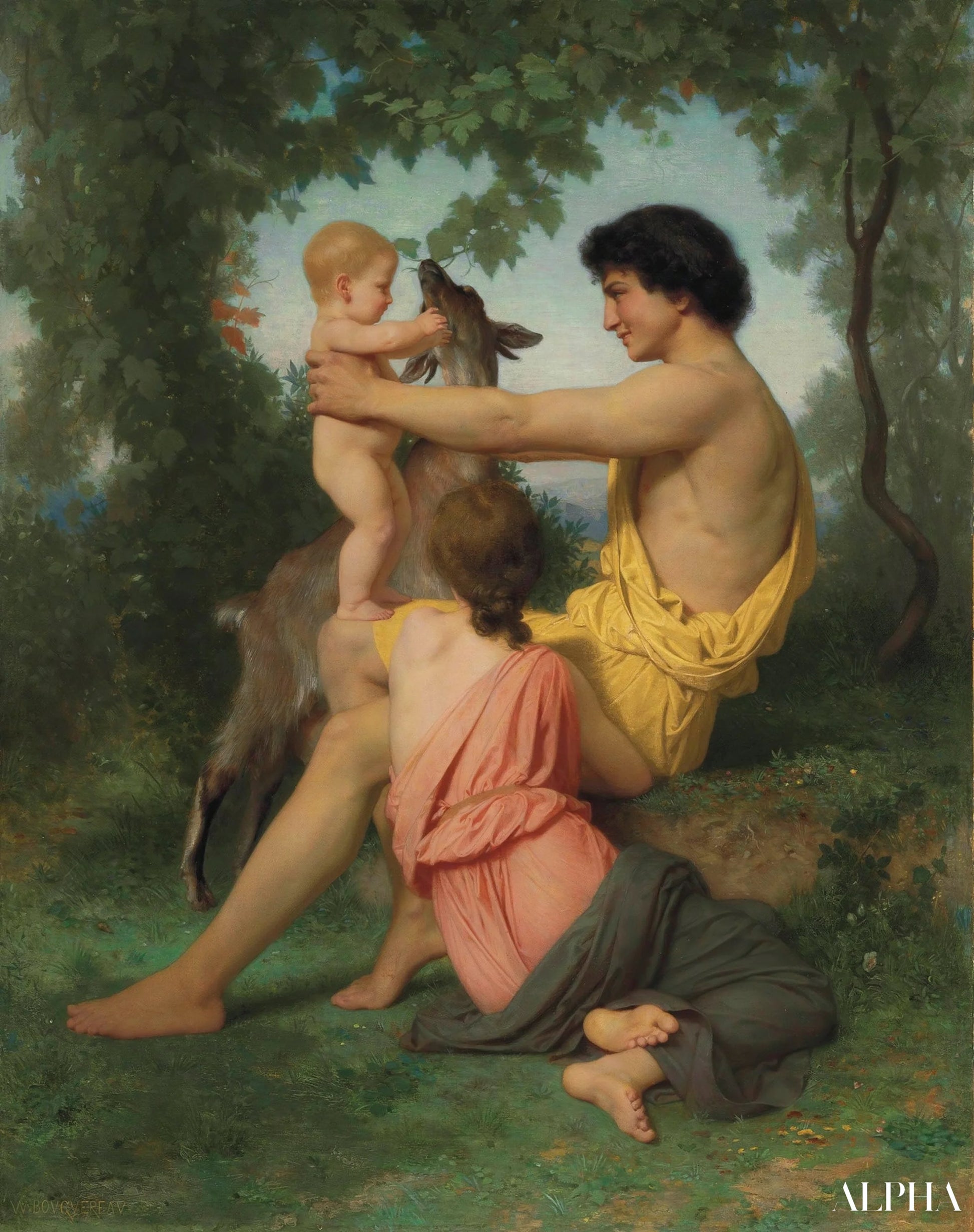 Idyll; antikk familie - William Bouguereau Reproduksjoner av oljemalerier