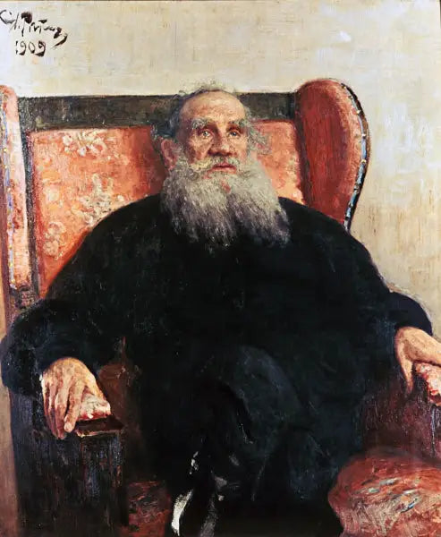 Портрет Л.Н. Толстого в розовом кресле - Ilya Repin image 1 copie de tableau peinte à la main
