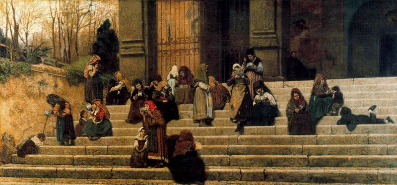 Roms inntrykk (De fattige på trappen til klosteret ved Ara Caeli i Roma) - Federico Zandomeneghi