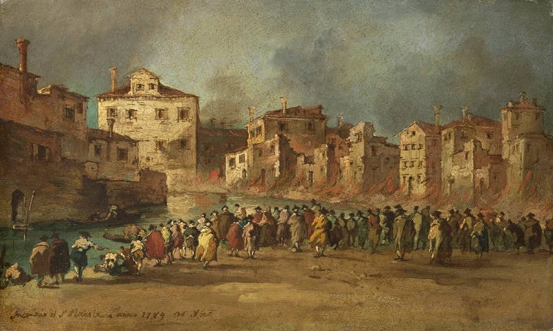 Brann ved San Marcuola oljelager, Venezia, 28. november 1789 - Francesco Guardi