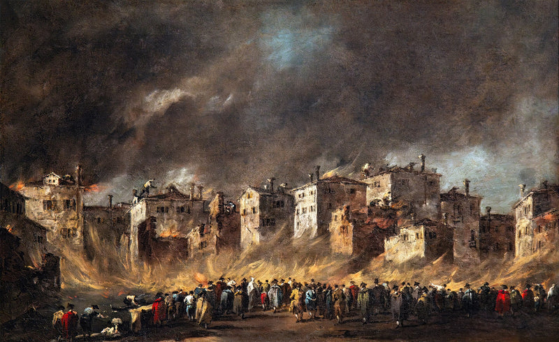 Brann i San Marcuola oljelager - Francesco Guardi