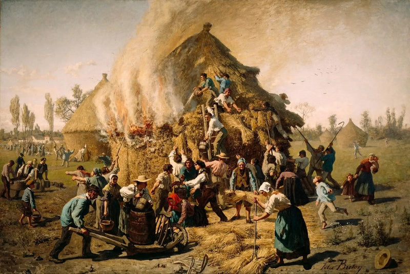 Brann i en høyball - Jules Breton