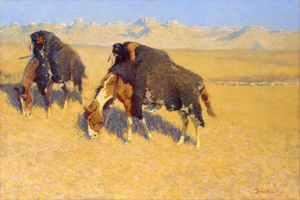 Indiens simulant des bisons - Frederic Remington image 1 tableau peint à l’huile sur toile