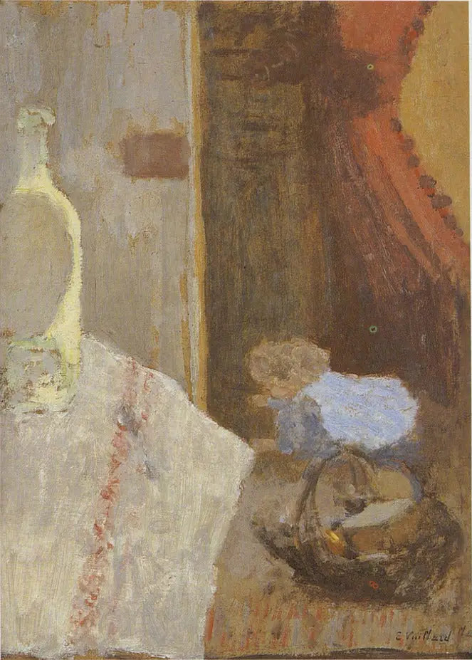 Interiør med rødt tapet - Édouard Vuillard