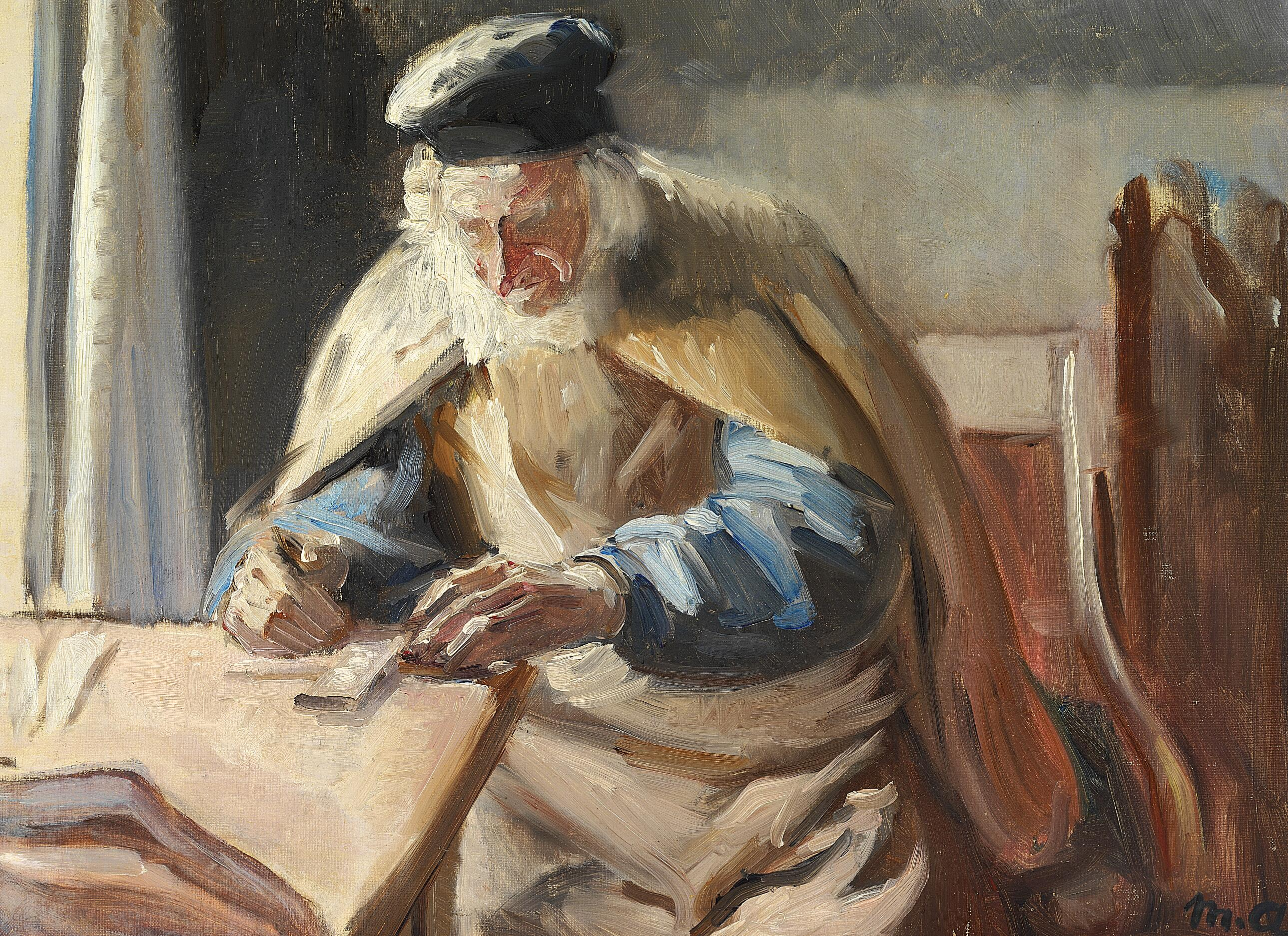 Intérieur avec un vieil homme. - Michael Peter Ancher image 1 reproduction artisanale de tableau
