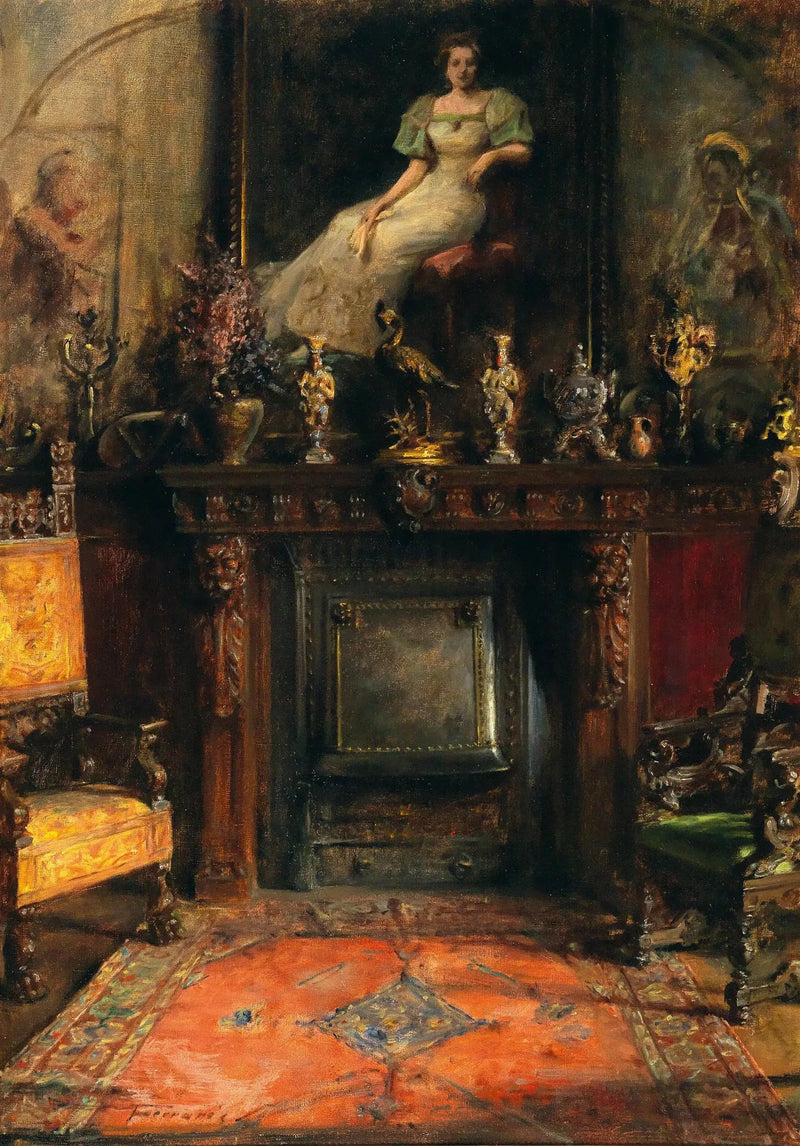 Interiør med utsikt over en peis og et maleri - Artur Ferraris

Source:
Intérieur avec vue sur une cheminée et un tableau - Artur Ferraris