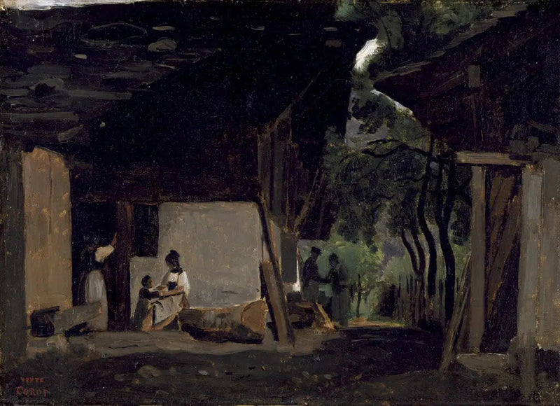 Interiør av en hytte i Oberland Bernese - Jean-Baptiste Camille Corot