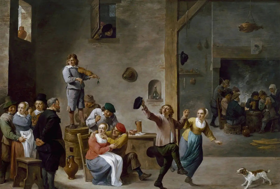 Interiør av en vertshus med dansende bønder - David Teniers den Yngre

Source:
Intérieur d'une auberge avec des paysans dansants - David Teniers le Jeune