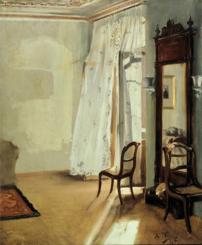 Interiør av et rom med balkong - Adolph von Menzel