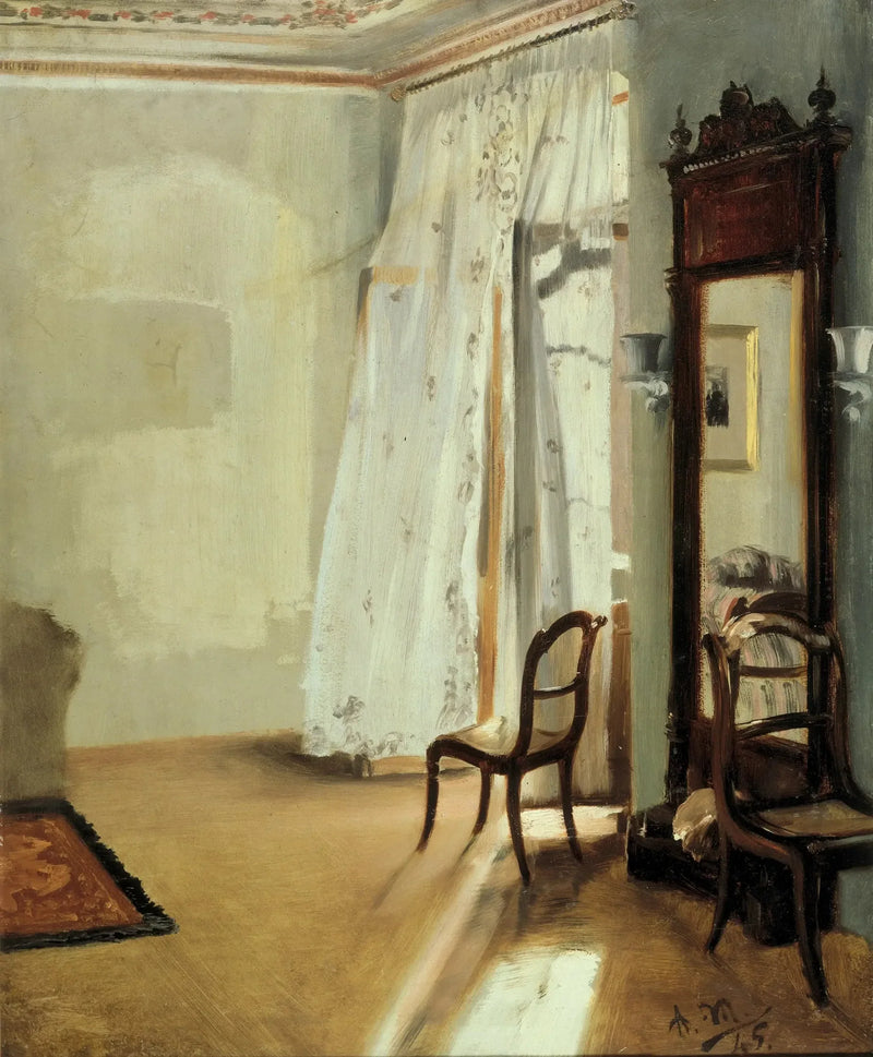 Interiør av et rom med balkong - Adolph von Menzel