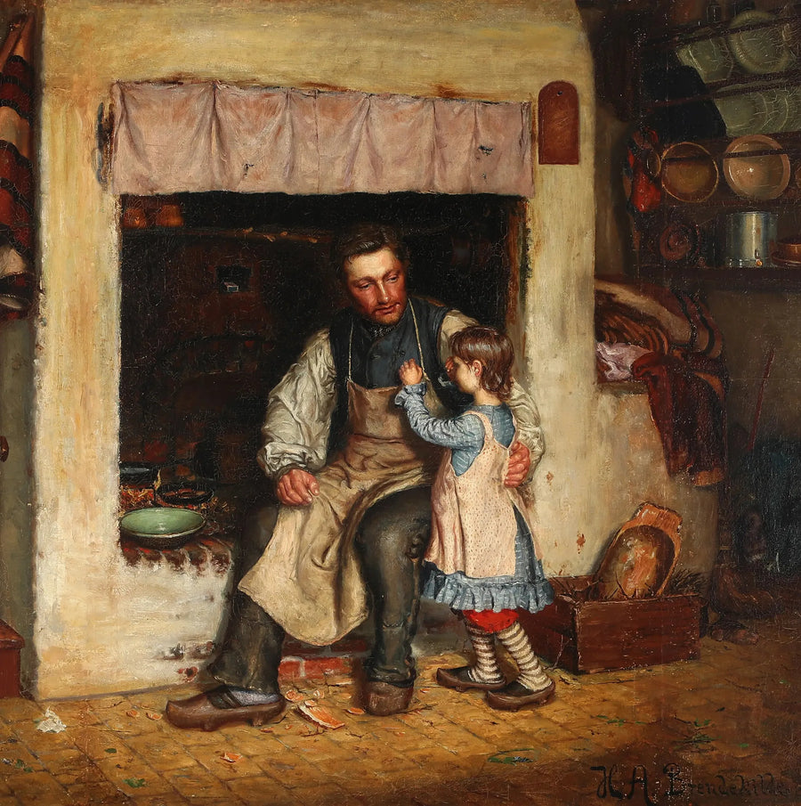 Interiør på et kjøkken med en liten jente og en mann. - H. A. Brendekilde

Source:
Intérieur d'une cuisine avec une petite fille et un homme. - H. A. Brendekilde