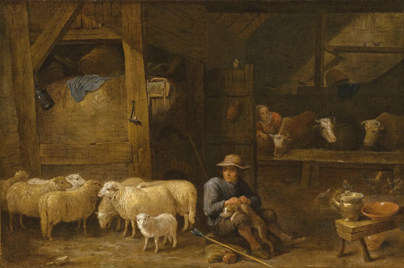 Interiør av en låve med en hyrde og flokken hans - David Teniers den Yngre

Source:
Intérieur d'une grange avec un berger et son troupeau - David Teniers le Jeune