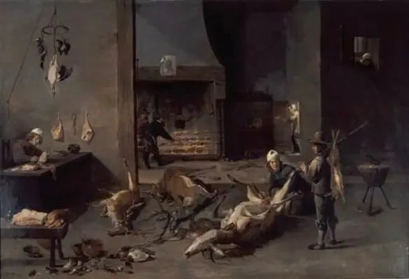 Interiør av kjøkken med kokker som forbereder jaktvilt - David Teniers den Yngre

Source:
Intérieur de cuisine avec cuisiniers préparant du gibier de chasse - David Teniers le Jeune