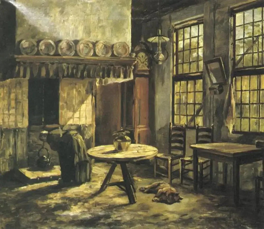 Innendørs gård med peis i Achterhoek - Piet Mondrian