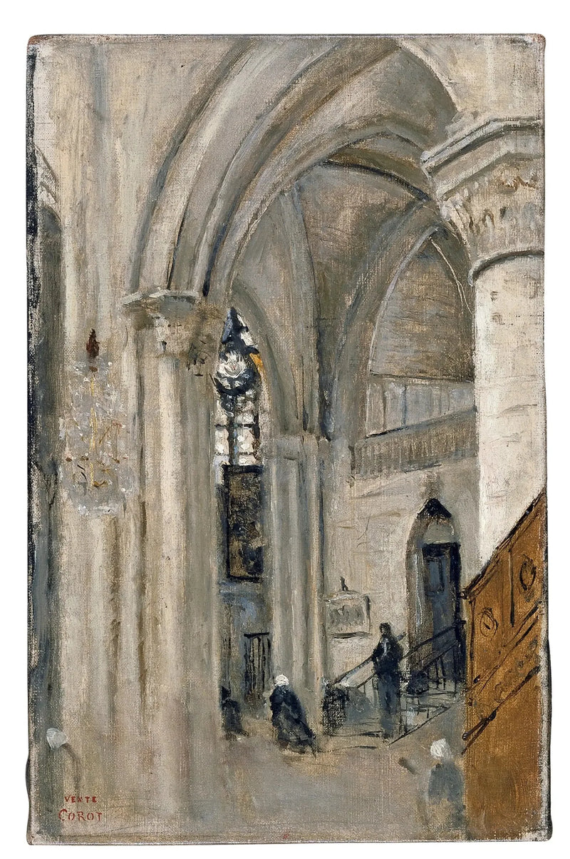 Interiør av Mantes-kirken - Jean-Baptiste Camille Corot