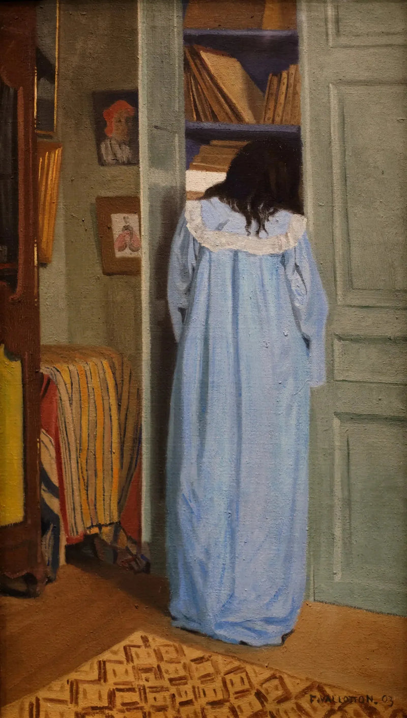 Interiør, kvinne i blått leter i et skap - Félix Vallotton

Source:
Intérieur, femme en bleu fouillant dans une armoire - Félix Vallotton
