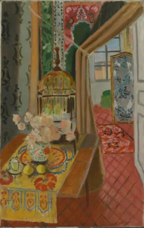 Interiør, blomster og parakitter - Henri Matisse