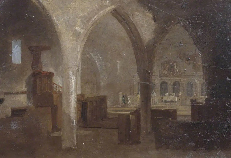Interiør av en gotisk kirke - J. M. W. Turner
