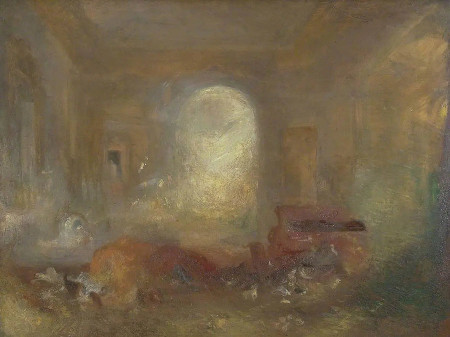 Interiør av et stort hus: Stuen, East Cowes Castle - J. M. W. Turner