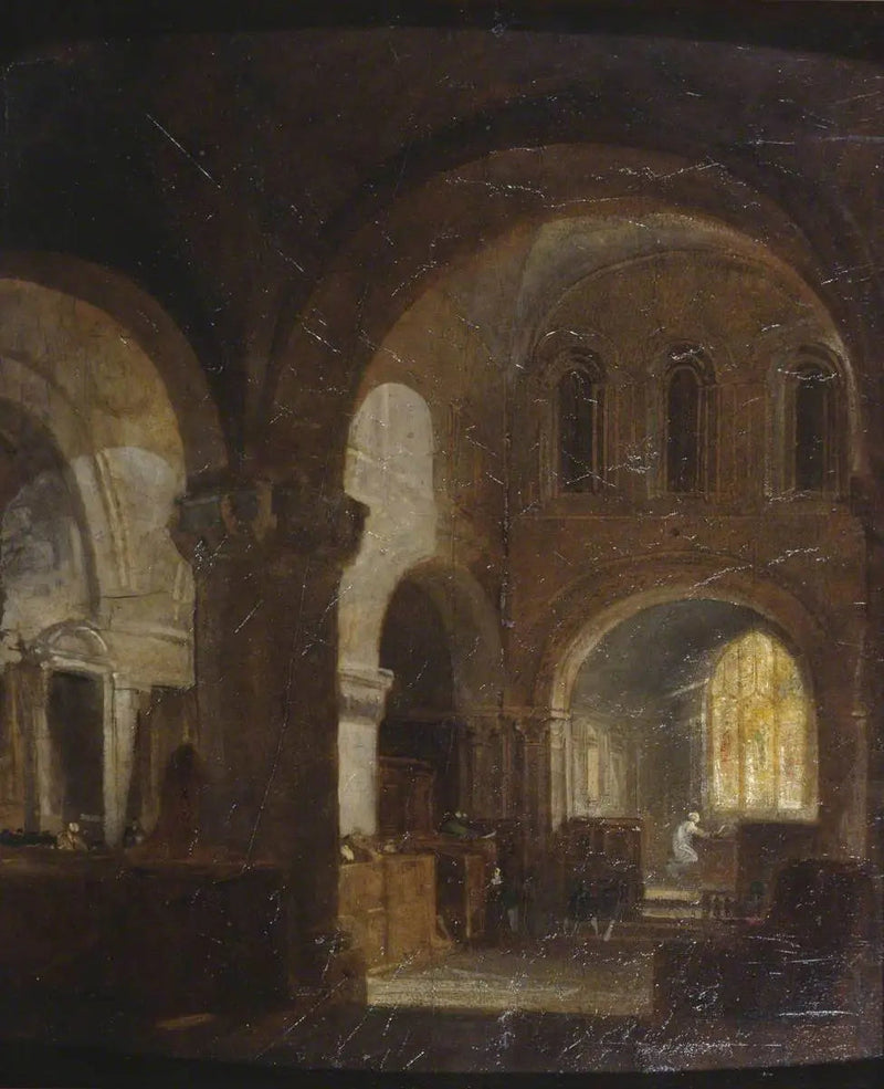 Interiør av en romansk kirke - J. M. W. Turner
