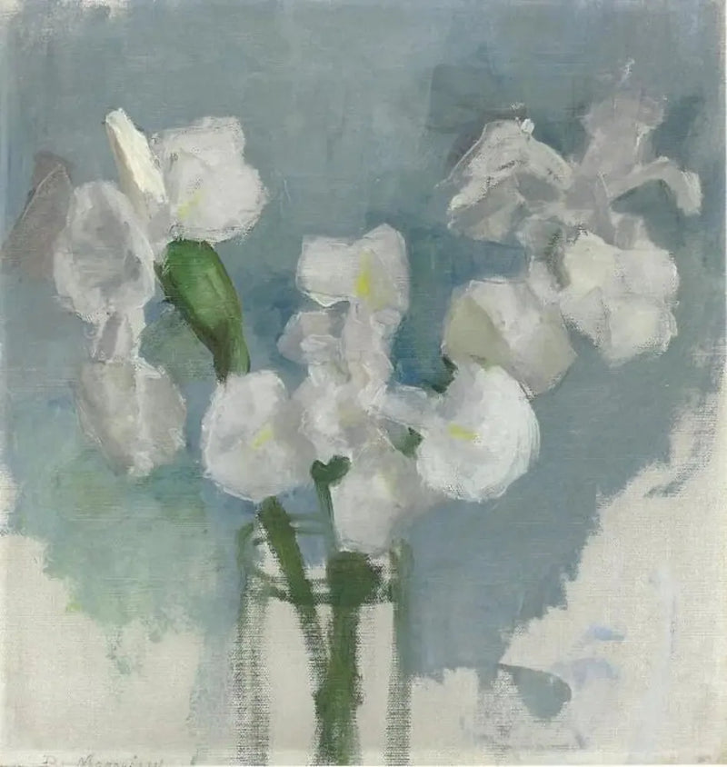 Hvit iris på lys blå bakgrunn I - Piet Mondrian