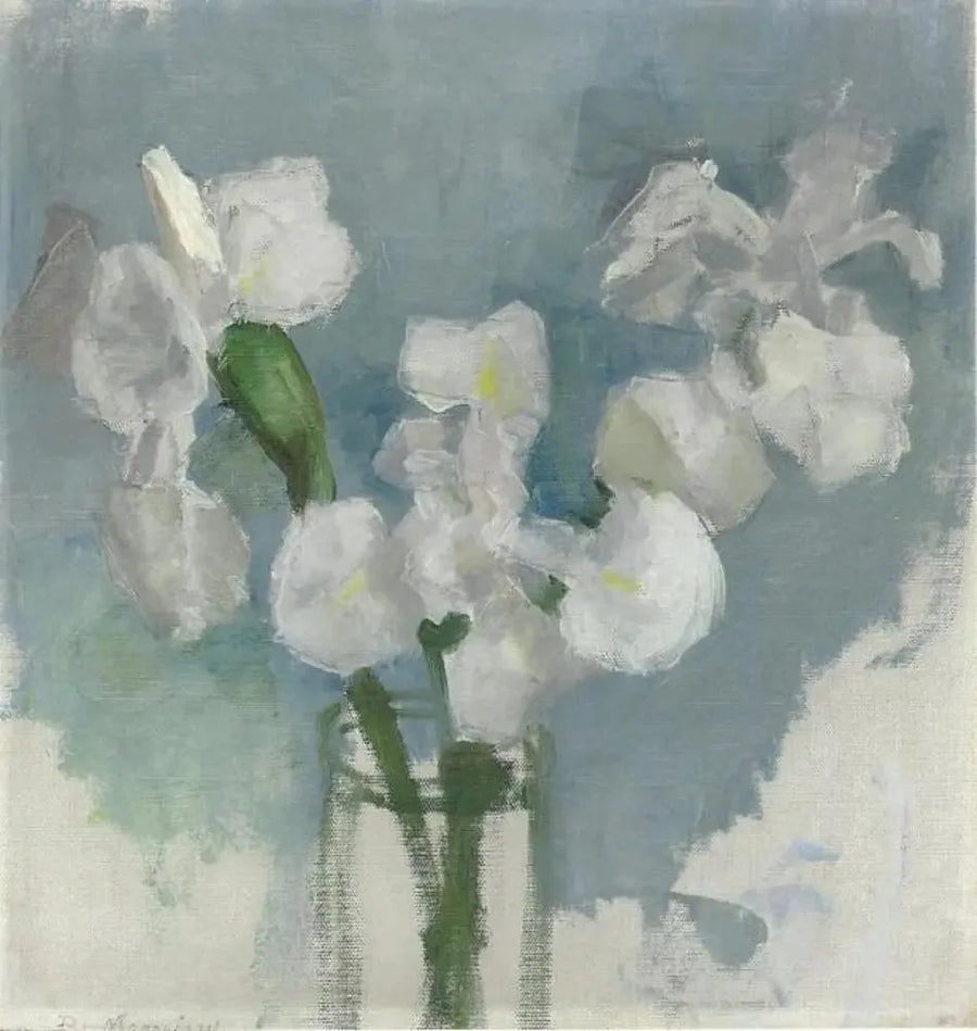 Hvit iris på lys blå bakgrunn I - Piet Mondrian