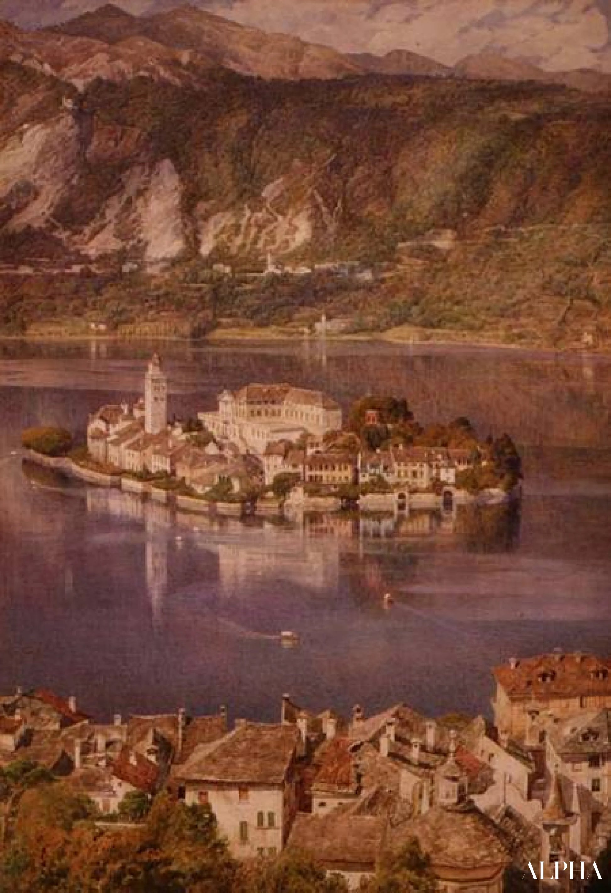 Isola San Giulio, Orta-sjøen - Edward Poynter - Høykvalitets reproduksjoner av malerier og bilder