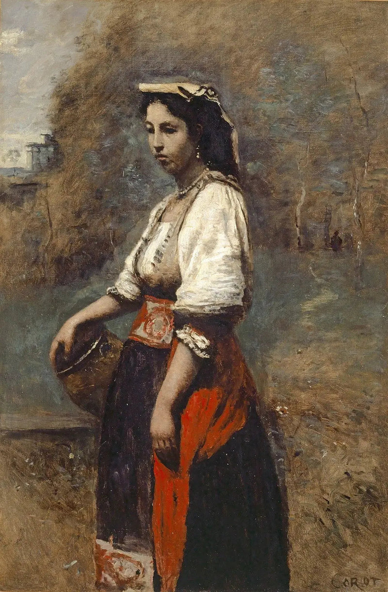 Italiensk ved fontenen - Jean-Baptiste Camille Corot