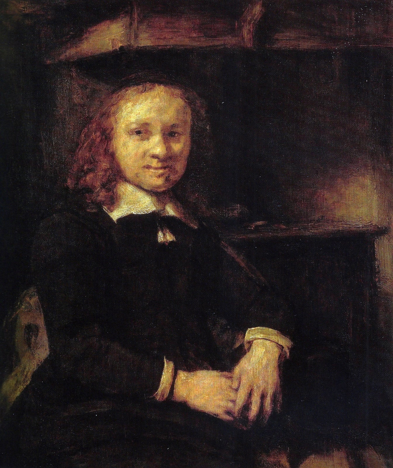 Portrait de Jan Boursse assis près d’un poêle — Rembrandt, vers 1666, Am Römerholz