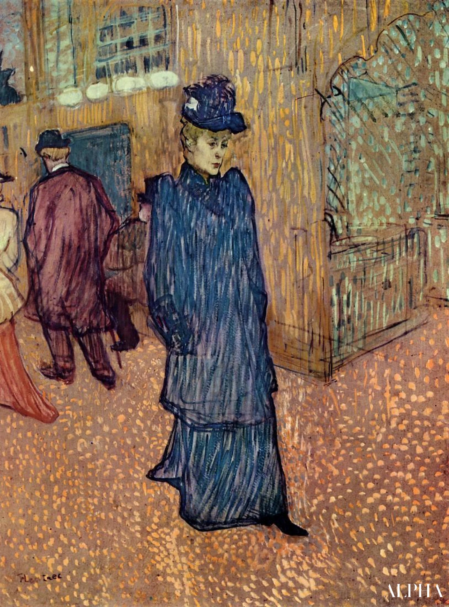 Jane avril forlater Moulin Rouge - Toulouse Lautrec - Høykvalitets reproduksjoner av malerier og bilder