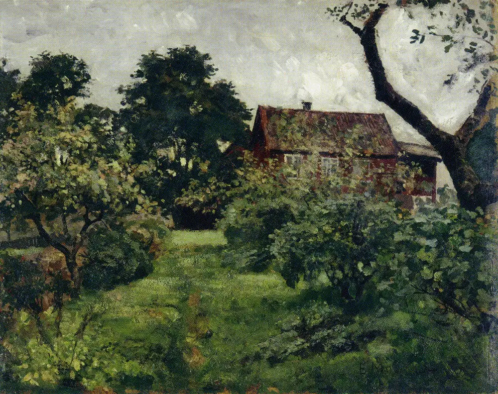 Reproduction du tableau « jardin à la maison rouge - Edvard Munch » par Alpha Reproduction en peinture à l’huile