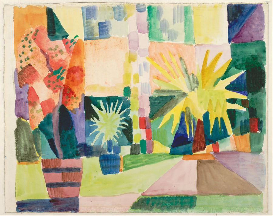 Hage ved bredden av Thun-sjøen - August Macke