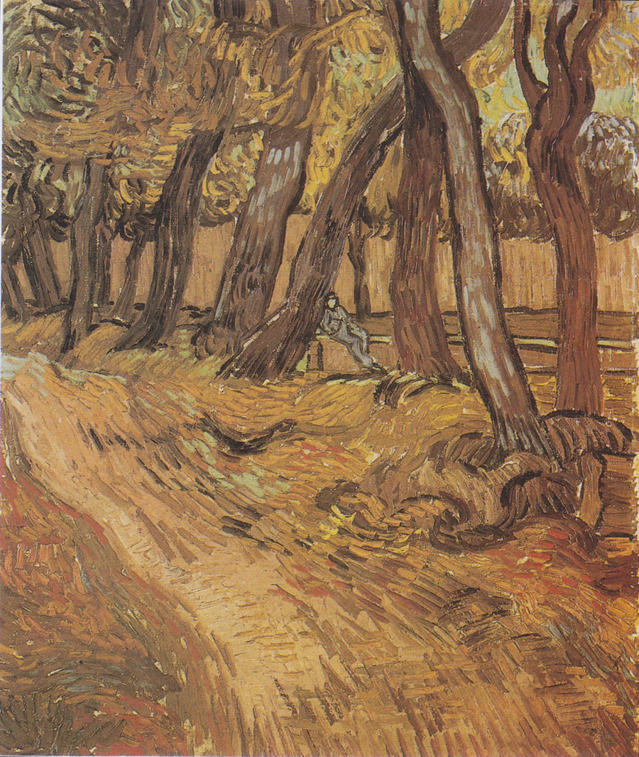 Hagen ved Saint-Paul-sykehuset med figur, Le - Vincent van Gogh