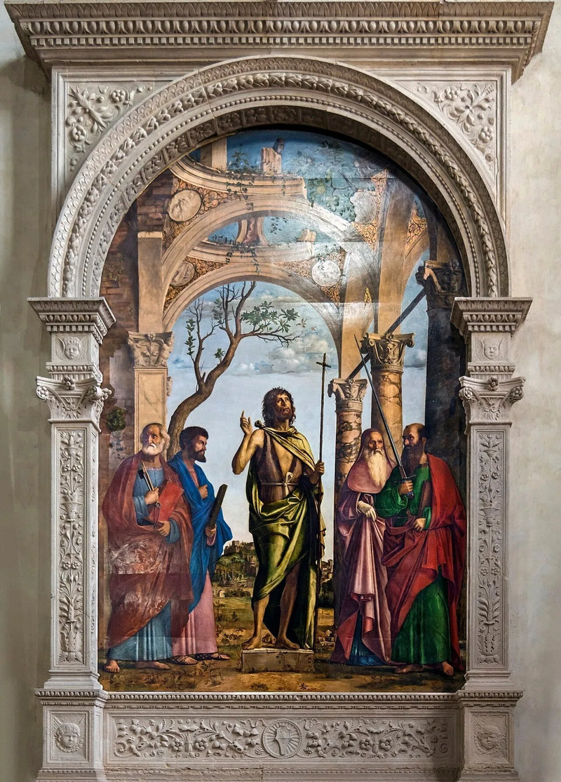 Jean-Baptiste blant de hellige Peter, Markus, Jerome og Paulus - Cima da Conegliano