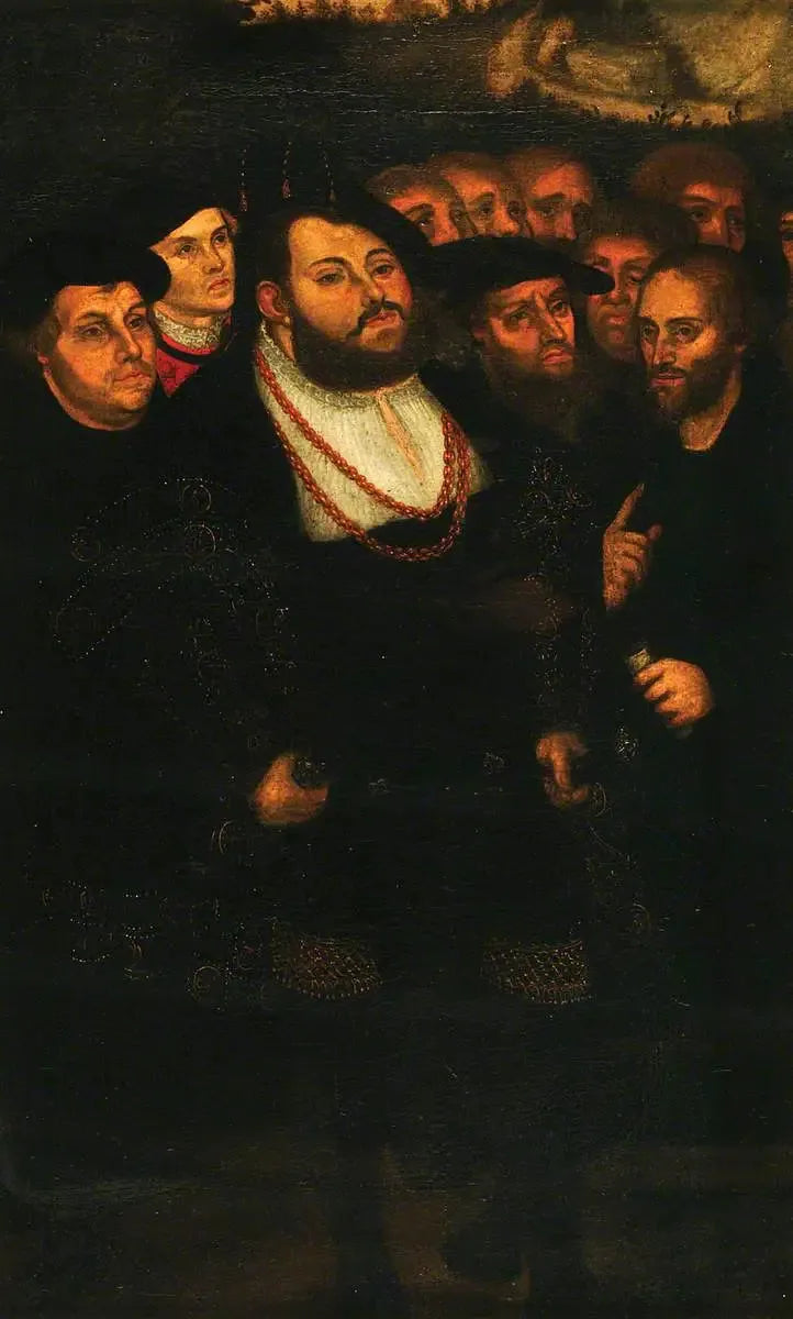 Jean Frédéric den Magnanime (1503-1554), med en gruppe reformatorer - Lucas Cranach den eldre