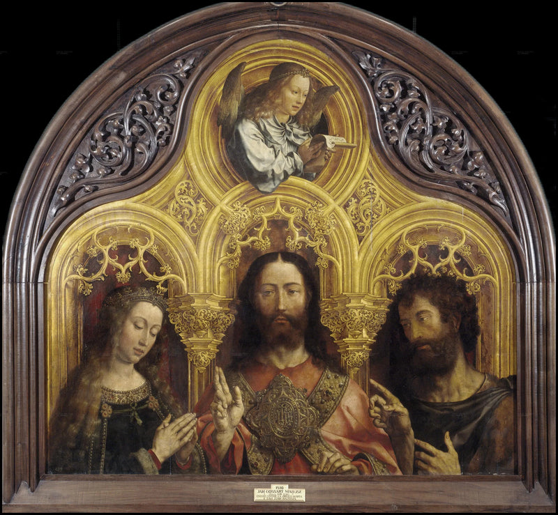 Jesus Kristus mellom Jomfru Maria og Johannes Døperen - Jan Gossaert
