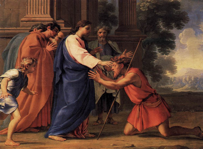 Jesus Kristus helbreder den blinde - Eustache Le Sueur