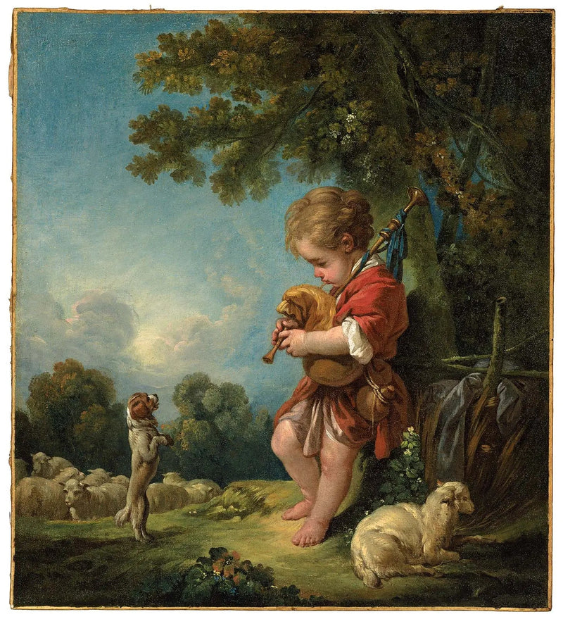 Ung gjeter som spiller på en skotsk pose - François Boucher