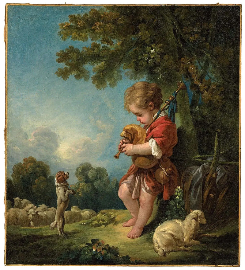 Ung gjeter som spiller på en skotsk pose - François Boucher